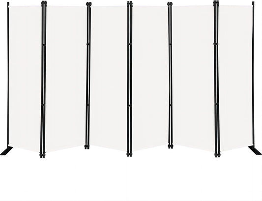 MAYOLIAH 6 Panel Folding Privacy Screen 9ft Wide, 6ft Tall Partition Room Divider Portable Office Walls Dividers Panel, White