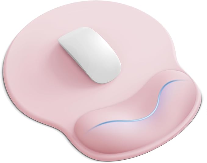 Mouse Pad with Wrist Rest for Desktop Large Ergonomic Mouse Mat(Light Pink) | 10.6''L x 9''W Size, Gel Wrist Support, Non-slip Base, Washable Surface, Laptop Mousepad