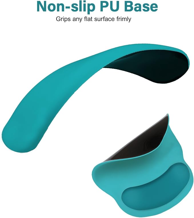 MOSISO Wrist Rest Support for Mouse Pad&Keyboard Set, Teal Green | Circle Curved Ergonomic Mousepad Non-Slip Base Home/Office Pain Relief&Easy Typing Pad with Soft Cloth&Silicone Lining