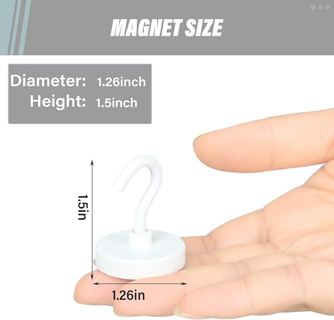 Neosmuk Magnetic Hooks, Heavy Duty 130lb+ Strong Magnet Hook for Cruise Cabins, Cruise Essentials 2026 for Hanging, Metal Wall Refrigerator Hangers (White, 10 Pack)