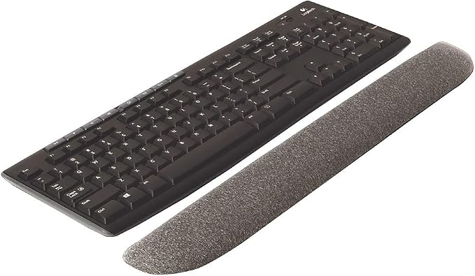 Staples Ergonomic Gel Keyboard Wrist Rest, Non‑Slip Base, Soft Wrist Support Cushion for Easy Typing, Full‑Size Keyboards, Gray – Comfortable for Office, Home & Computer Work