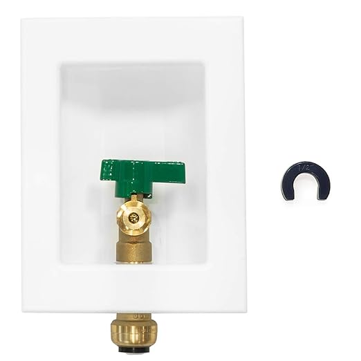 EFIELD Push-fit Pre-Assembled Ice Maker Outlet Box, 1/2-Inch Push-Fit Connection with Installed 1/4-Turn Ball Valve, White,(IM005)