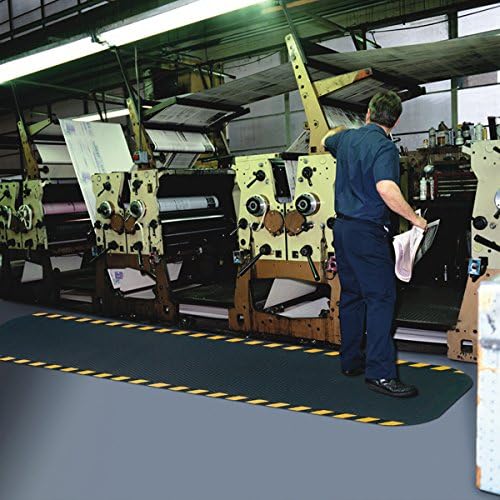 American Floor Mats Hog Heaven Premium 7/8" Black & Yellow Border 4' x 8' Nitrile Backed Anti-Fatigue Comfort Mat