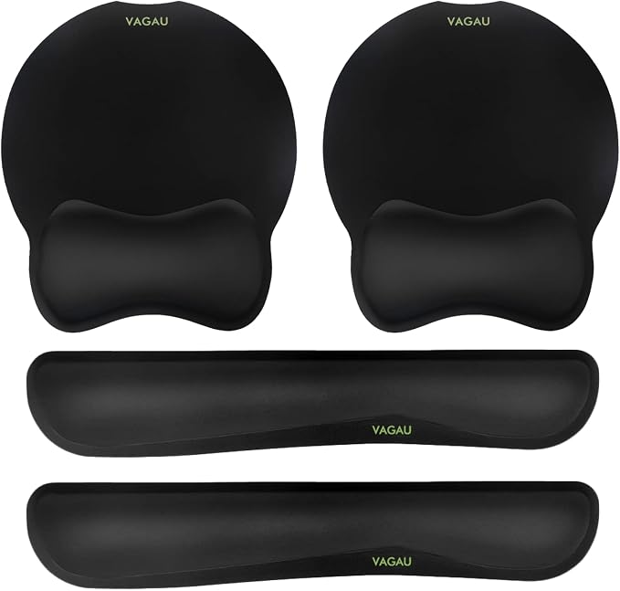 VAGAU Premium Keyboard Wrist Rest and Mouse Pad Wrist Support for 2 Pack | Ergonomic Memory Foam Set for Office, Laptop, Mac, Computer and Gaming, Comfortable Typing &Wrist Pain Relief