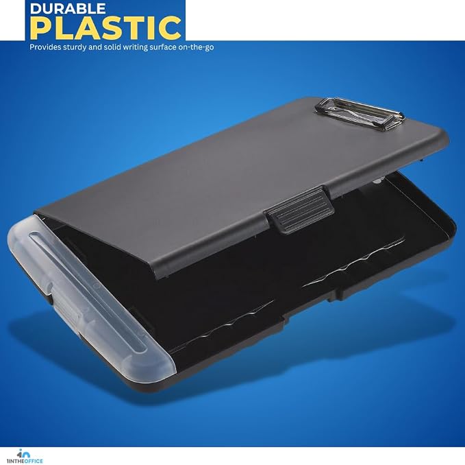 1InTheOffice Clipboard with Storage Box, Plastic Storage Clipboard, Black 2 Pack