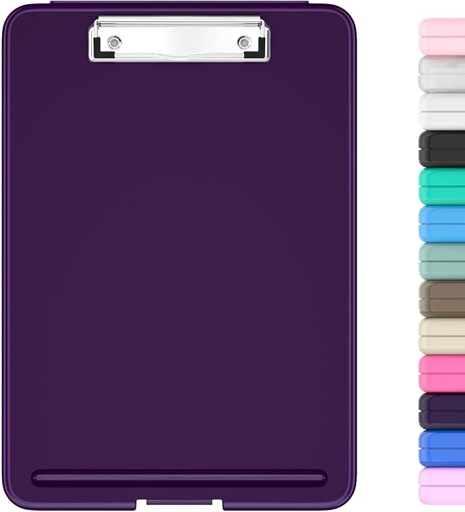 Hongri Clipboard with Storage, 8.5 x 11 Clip Board Foldable, Dark Purple | Bottom Opening, Size 13.4 x 9.4 X 0.9 in for Nurses, Teacher, Students, Classroom, School & Office Supplies