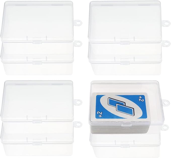 Plastic UNO Card Box Case, High Capacity Playing Card Case Holder Storage Box, Clear Card Deck Case (NO Cards) (Set of 8)