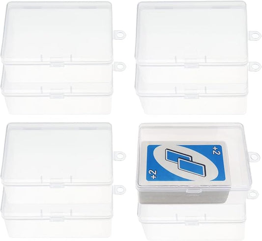 Plastic UNO Card Box Case, High Capacity Playing Card Case Holder Storage Box, Clear Card Deck Case (NO Cards) (Set of 8)