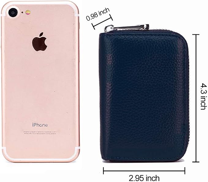 RFID Credit Card Holder Genuine Leather Credit Card Wallet with Zipper | RFID