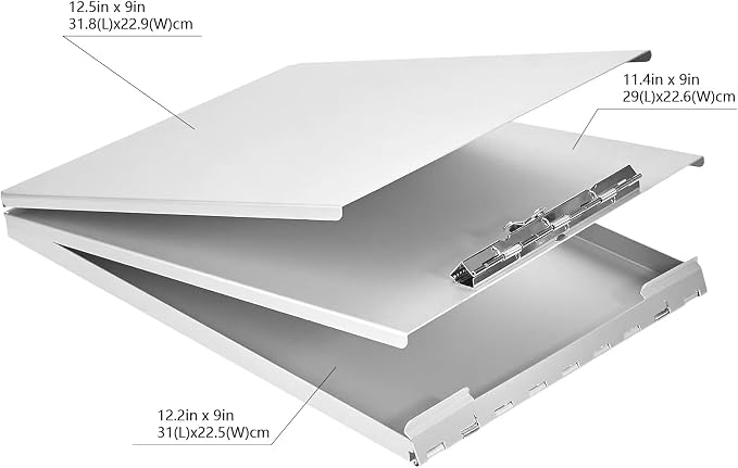 Amazon Basics Aluminum Form Holder Storage Clipboard, 12.5" x 9" Silver (Pack of 2)