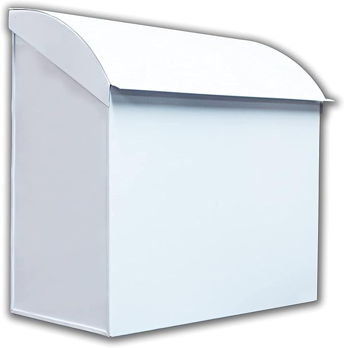 NACH Large Mailbox for House, 12.4”x7.1”x11.8 White Mailboxes for Outside, Waterproof Mailbox - Baxter-Style Wall Mount Mailboxes for Outside