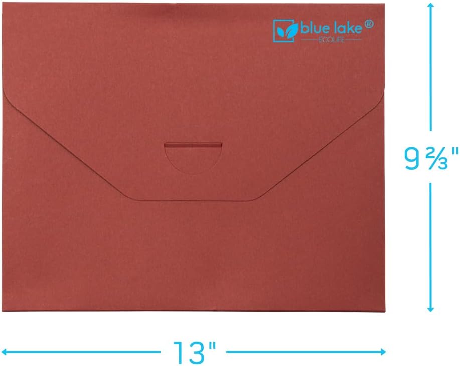Blue Lake ECOLIFE Recyclable Paper 6-Pockets Expanding File Document Folder Plastic Free, Accordian File Organizer - A4 Letter Size, 200 Sheet Capacity for School, Office, Home Ruby