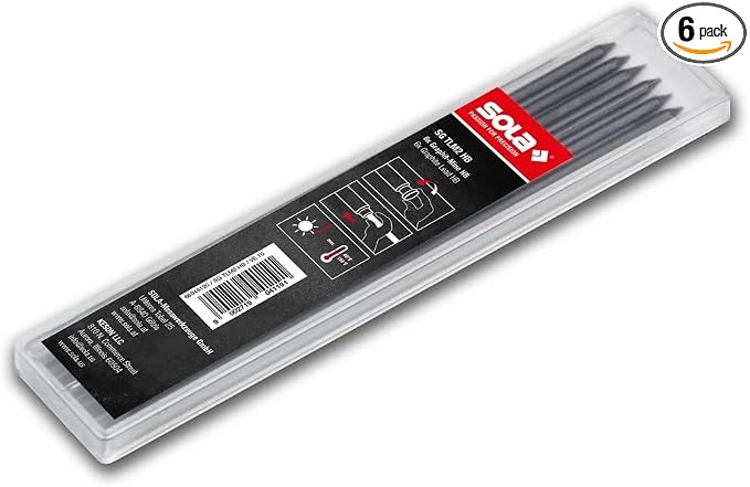 SOLA SG TLM2 HB Sola Deep Hole Marker Refills for TLM and TLM2 Pack of 6 Refills Graphite Hardness HB