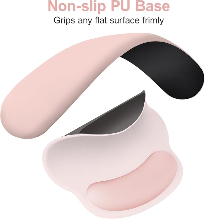 MOSISO Wrist Rest for Mouse Pad Set, Large Gaming Deskpad, Baby Pink | Circle Curved Mousepad&Keyboard Wrist Rest&Coaster, Ergonomic Non-Slip Mousepad&Easy Typing Pad with Silicone Lining