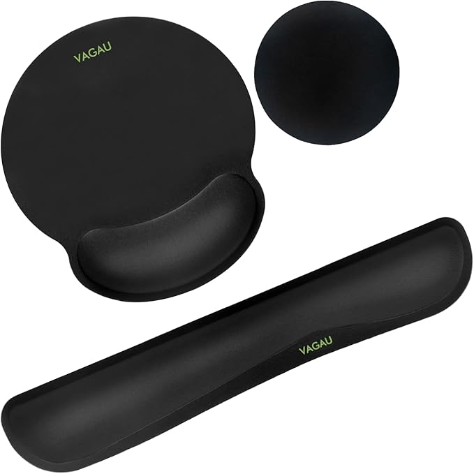 VAGAU Premium Keyboard Wrist Rest and Mouse Pad Wrist Support | Ergonomic Memory Foam Set for Office, Laptop, Mac, Computer and Gaming, Comfortable Typing &Wrist Pain Relief