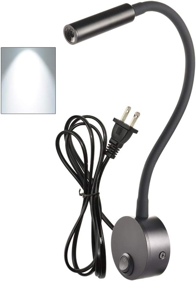 Black Bed Reading Lamps Sconce Wall Mounted Working Focus Light Bedside Headboard Flexible Gooseneck Corded Home Hotel use