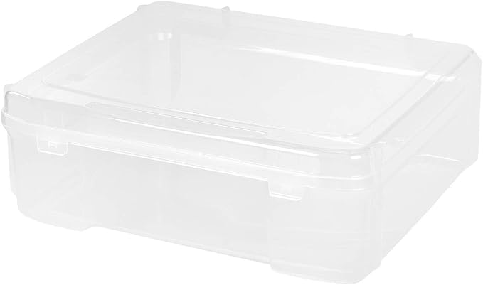 IRIS USA Scrapbook Case |Made in USA| Fits 12"x12" - Thick (1-Pack) - Clear | Portable Plastic Storage Organizers with Built-In Handles for Paper, Art, Board Games, Crafts, Files & Office Supplies