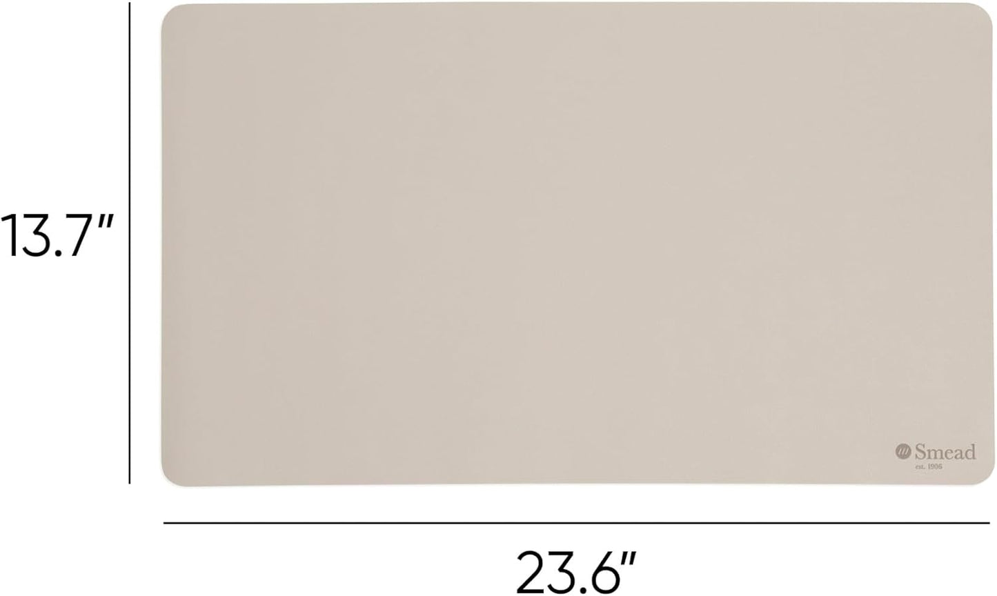 Smead Desk Pad, Vegan Leather Desk Mat with Non-Slip Faux Suede Backing, Perfect Desk Organizer for Office Decor, 23.6” x 13.7” Small, Sandstone (64836)