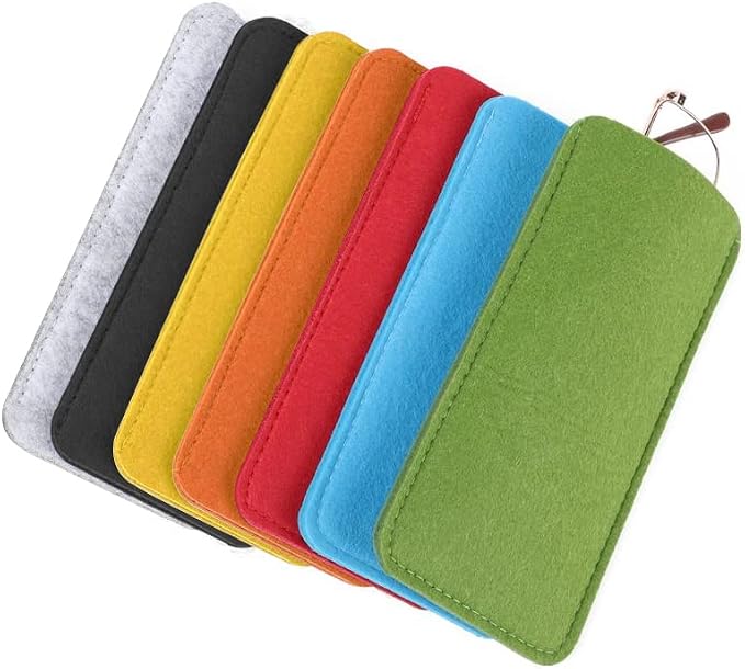 7 Pcs Soft Felt Slip In Eyeglass Cases Portable Travel Glasses Pouch for Men Women