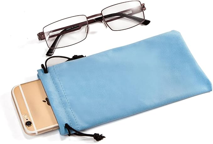 TRIUMPH VISION Glasses Case Soft Eyeglass Case Sunglass Pouch Cloth 3 Pack | Thick Microfiber Pouch Drawstring Pouch Eye Glass Bag Sunglasses Sleeve Storage, Lens Protection Cover,Cleaning Lens Screen