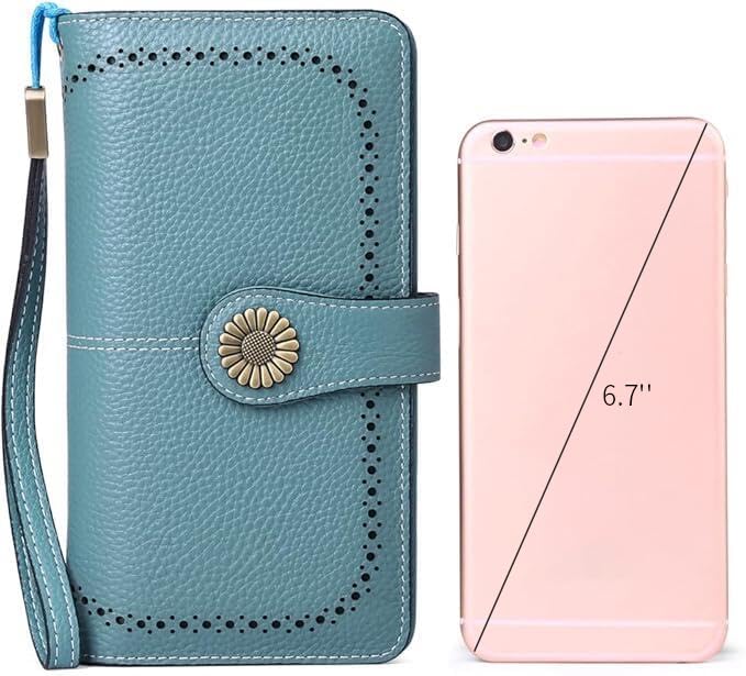 SENDEFN Wallets for Women Leather Credit Card Holder with RFID Blocking Large Capacity Wristlet | with RFID Blocking