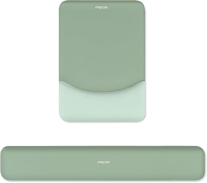 MOSISO Keyboard Wrist Rest & Mouse Pad with Wrist Rest, Green | Rectangular Ergonomic Mousepad, Non-Slip Base, Home/Office Pain Relief & Easy Typing, Neoprene Cloth & Raised Silicone Lining