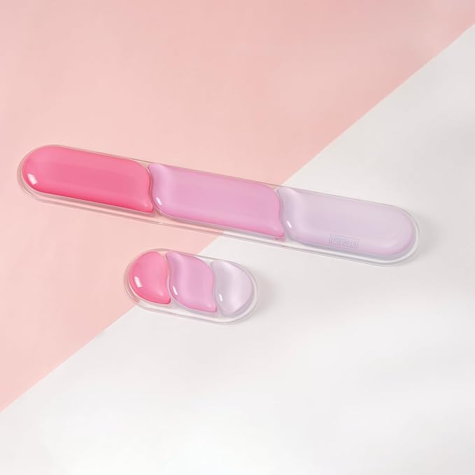 EPOMAKER CloudGel Wrist Rest for Keyboard and Mouse, 2 Pieces | Silicone Wrist Support, Anti-Slip Rubber Bottom, Ergonomic Design, Suitable for Office/Computer/Laptop/Gaming (Pink)