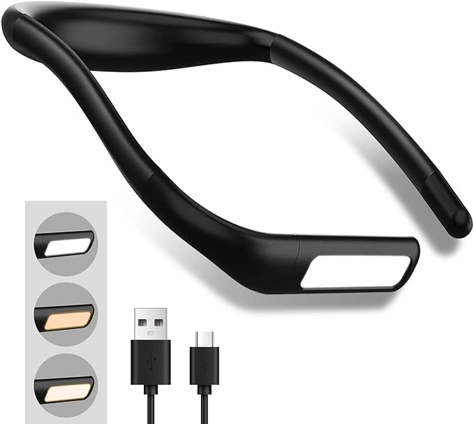 LED Neck Reading Light, Adjustable Brightness Desk Lamp, 3 Color Light with Bendable Arms, Suitable for Repairing, Night Running, Walking, Knitting, Camping (2PCS)