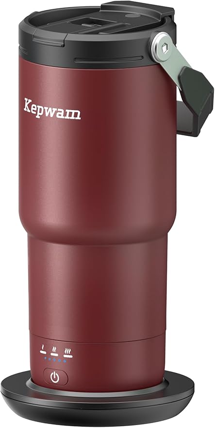 Kepwam Self-Heating Travel Mug 20oz, Temperature-Controlled Coffee Warmer Mug, Smart Travel Mugs Keep Coffee Drinks Hot, Heated Cup Great for Driver Outdoor Fits Car Cup Holders