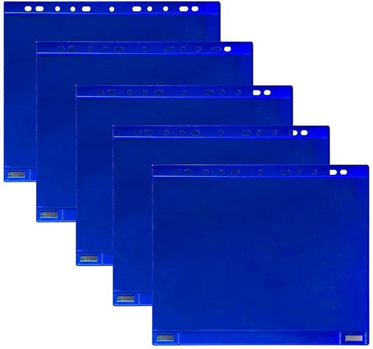Tarifold Magnetic Double-Sided Document Pockets, Letter Size, Blue, 5 Pack | 5 magnetic double-sided pockets, holds letter-size documents, full magnetic backing, blue frames, quick document changes