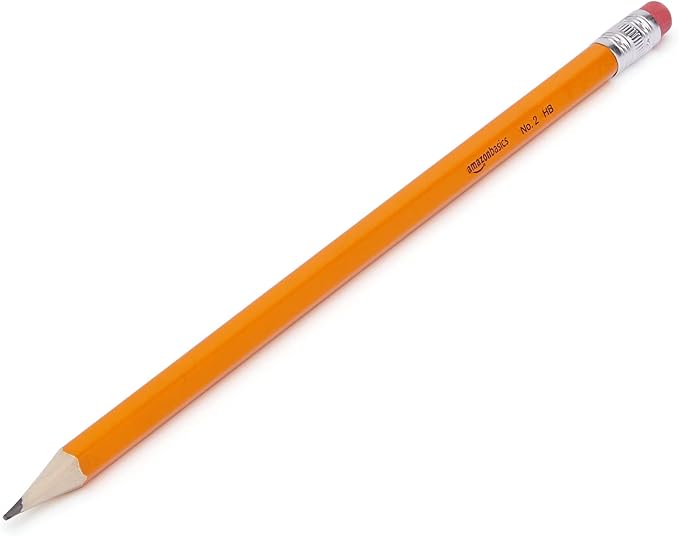 Amazon Basics Wood-Cased #2 HB School Pencils with Erasers for Writing and Drawing, Pre-sharpened, Soft Strong Lead, Orange, 30 Count