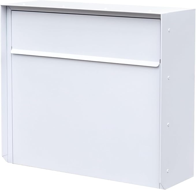 Wall Mount Mailbox for House Outside, Anti-Theft Locking Mailbox, Weatherproof Mailboxes 13.5" H x 15" L x 5.5" D, White