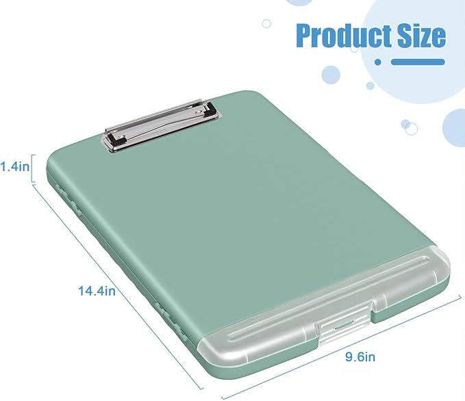 Hongri Clipboard with Storage with Pencil Case, 8.5 x 11 Storage Clip Board | High Capacity Organization Box for A4 Letter Legal Paper, Heavy Duty Folio & Side-Opening for Nurses, Teachers, Dark Green