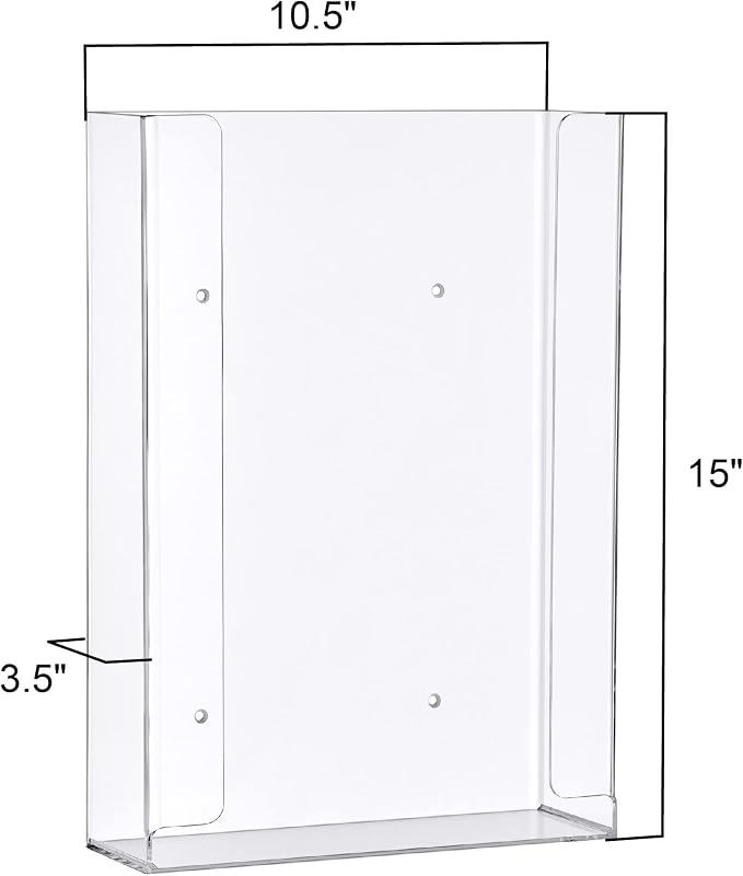 Acrylic Glove Box Holder, Wall-Mounted Glove Dispenser, Floating Glove Box Organizer, Large Size (for 3 Boxes), 10.5" W x 15.0" H x 3.5" D (Mounting Hardware Included)