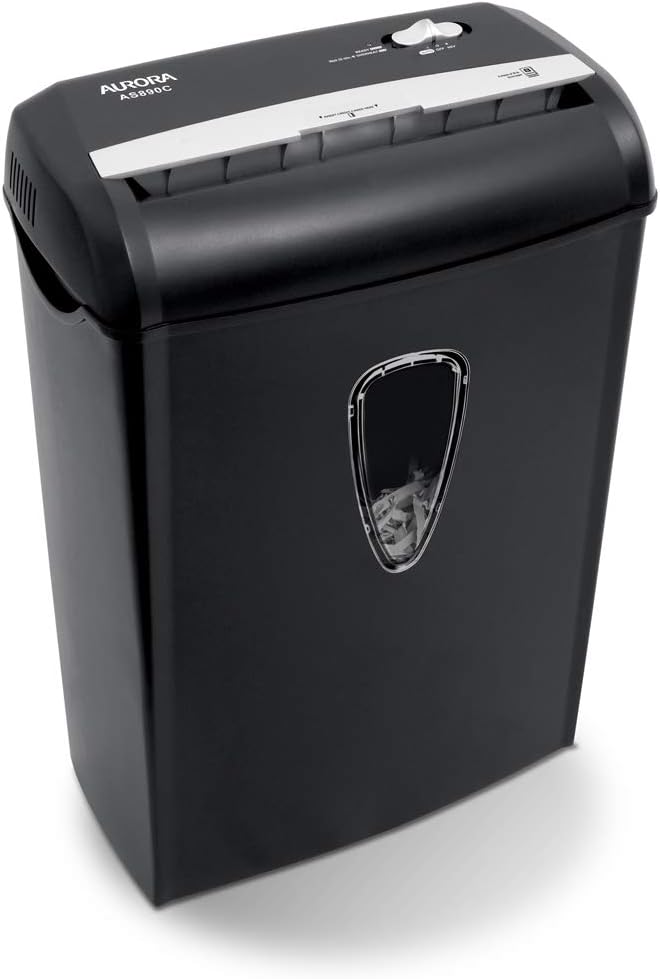 Aurora AS890C 8-Sheet Cross-Cut Paper/Credit Card Shredder with Basket