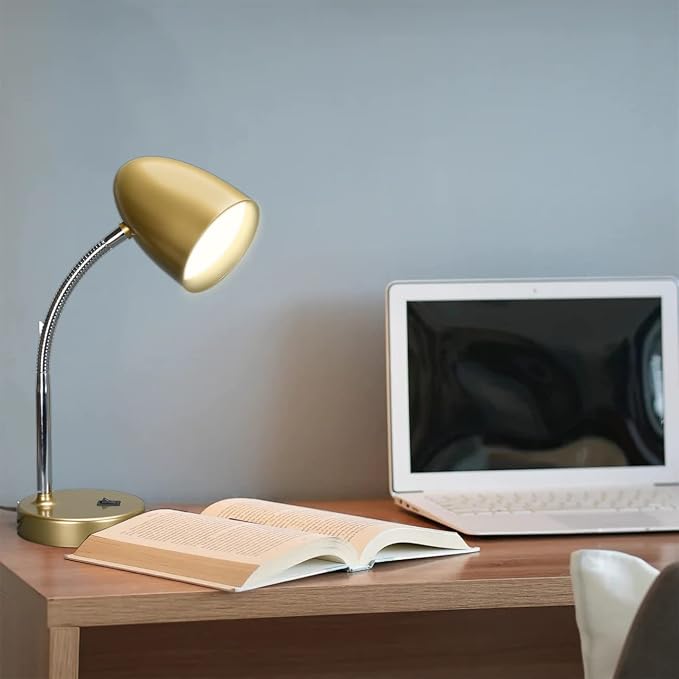 E ENERGETIC LIGHTING LED Desk Lamp, 3.5W 240LM 4000K Cool White Study Lamps for Bedroom and Office, Eye Protection, ETL Listed, Gold Table lamp