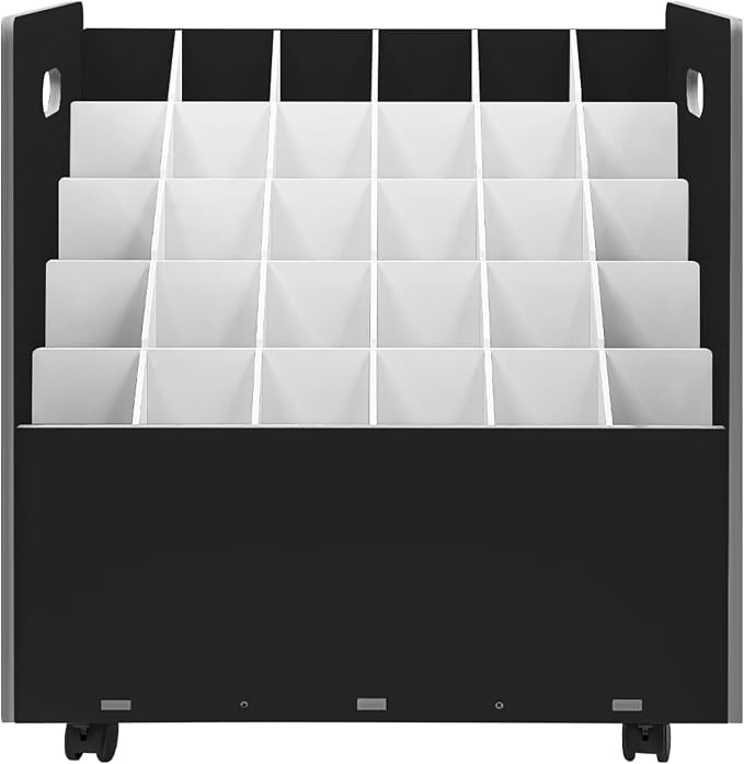 Blue Print Storage Organizer with Wheels, 30 Slots Roll Files Cart, Black | Mobile Blueprint Storage Rack Cart, Construction Plan Holder, Map Poster Storage Cabinet for Office Home School