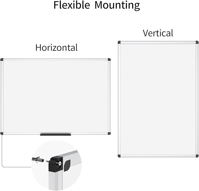 VIZ-PRO Magnetic Whiteboard, 18 x 12 Inches, Dry Erase Board for Wall | Includes 1 Eraser, 2 Markers & 4 Magnets, Aluminum Frame, for School Office and Home