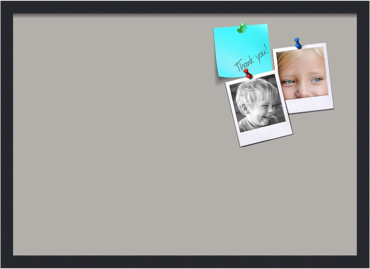 PinPix 27x19 Inch Cork Bulletin Board. This Decorative Framed Pin Board Comes with Dark Stone Design and a Satin Black Frame. Ideal for Home Office Decor or Message Board (PinPix-1808)