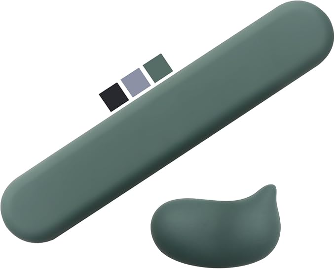 Ergonomic Wrist Rest for Computer Keyboard and Mouse Set with Wrist Support | Leather Memory Foam Mouse Pad Rests for Pain Relief, Non-Slip, Desk Wrist Pad for Office Home (Green)