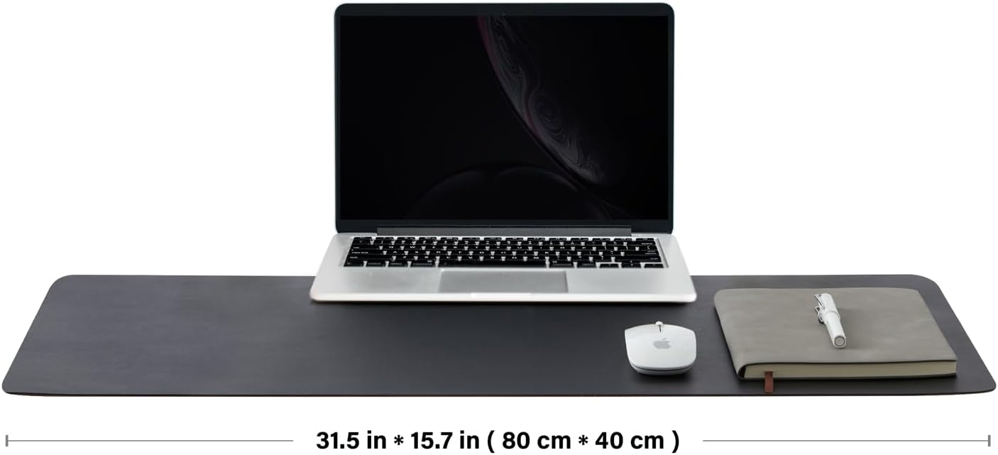 Cork Desk Mat - Dual-Sided Desk Pad for Office and Home - Desk Organization and Accessories - Ideal for Large Mouse Pad and Desk Mats on Top of Desks(Black,80cmx 40cm)