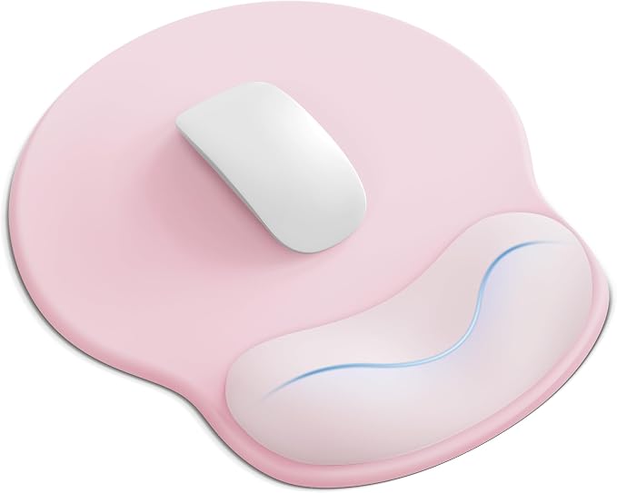 Mouse Pad with Wrist Rest for Desktop Large Ergonomic Mouse Mat(PinkxPink) | 10.6''L x 9''W Size, Gel Wrist Support, Non-slip Base, Washable Surface, Laptop Mousepad