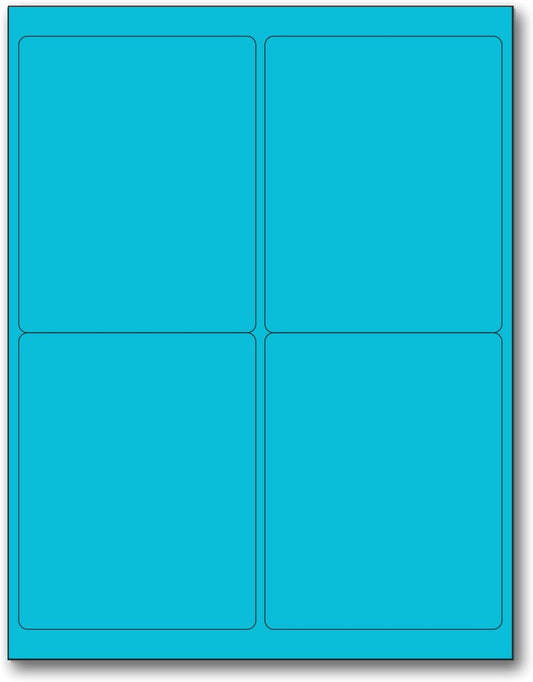 NextDayLabels - 8-1/2 x 11 Neon Color High Light Fluorescent Labels for Laser & Inkjet Printer (Blue Fluorescent, 4 x 5-4 Per Page | 400 Labels)