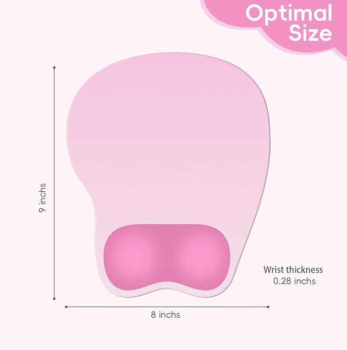 Ergonomic Mouse Pad,Non Slip Mousepad Wrist Rest Support for Office, Computer, Laptop & Mac(A-Warm Pink)