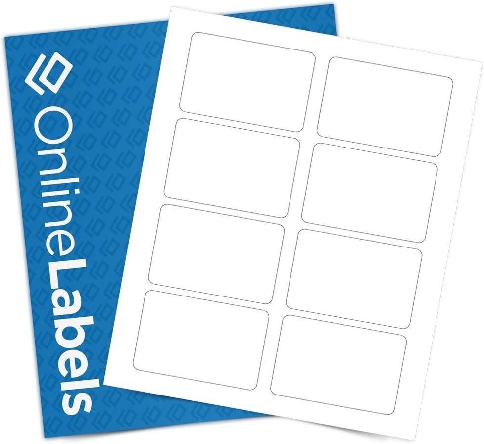 OnlineLabels 2-1/3" x 3-3/8" Printable Name Tags – Permanent Adhesive, White Matte – for Conference, Event, & Visitor Name Badges – for Inkjet & Laser Printers –Pack of 800 Labels, 100 Sheets OL5030WX