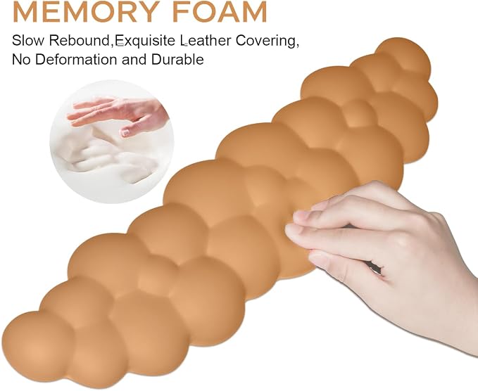 JIKIOU Upgrade Leather Cloud Wrist Rest for Keyboard and Mouse & Cup Pad | Wish Gift-Cute Cloud Shape, Comfortable and don’t Irritate to Skin, Non-Slip PU Base,Soft Memory Foam filled for Pain Relief