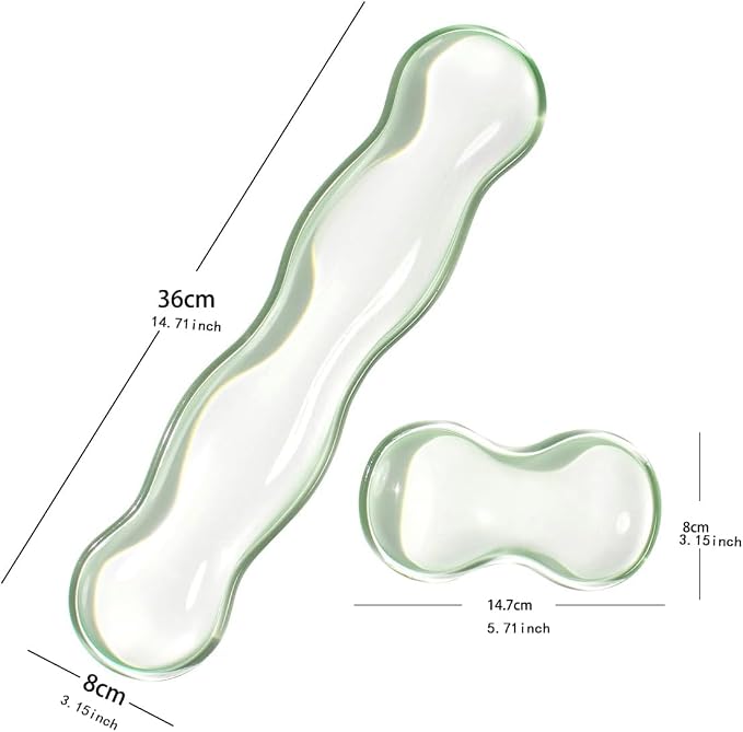 Mouse Pad with Wrist Rest, Soft Cloud Gel Keyboard Mouse Pad Set with Hand Wrist Support, Cute Non Slip Office Desk Accessories for Comfort/Pain Relief/Computer/Laptop (Green Wave)