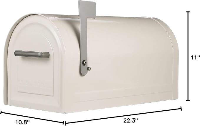 Architectural Mailboxes Reliant Locking Post Mount Mailbox, White, Large | Galvanized steel build with concealed secure lock and key and a magnetic door closure. USPS approved. Includes 2 keys.