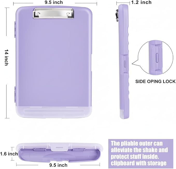 Clipboard with Storage Heavy Duty,Clip Boards 8.5x11 with Pen Holder,High Capacity Nursing Clipboard Case,Side Opening,A4 Letter Size for Office,School and Home,Light Purple Lavender