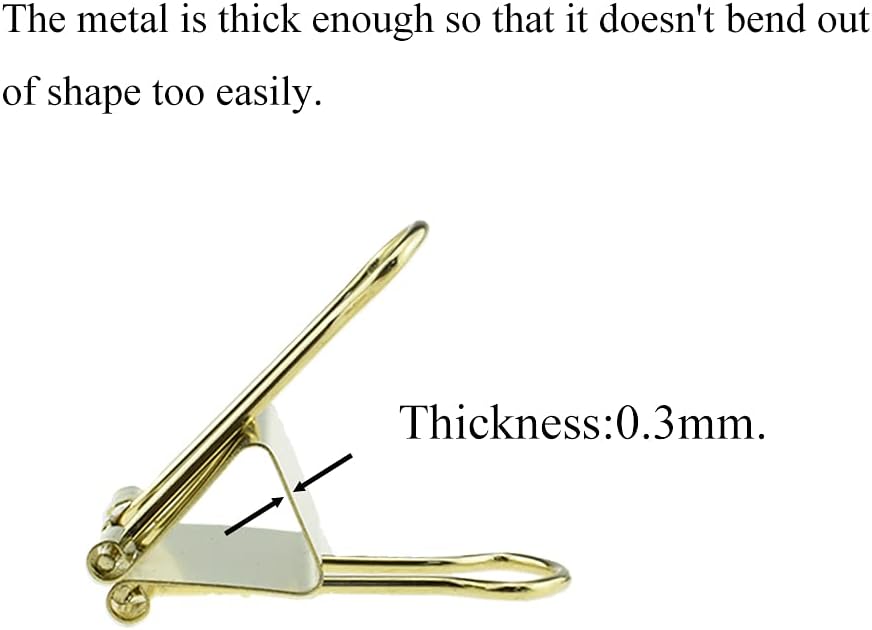 HAHIYO Binder Clips Paper Clamps Spring Steel Sturdy Medium 1.26 inches Width 0.39 Inch Capacity No Sharp Edges Heavy Duty Tight Grip Reusable Gold Metal Bright Finish for Home Office School 13 Pack
